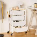 Rolling Cart with Drawers, Rolling Storage Cart with 5 Large Plastic Drawers & Wooden Tabletop, Utility Cart with Pegboards & Basket, Storage Drawers Cart for Living Room, Classroom, Bedroom, Office