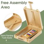 LUCYCAZ Tabletop Easel for Painting, Adjustable Wooden Sketchbox Art Easel, Portable Desktop Painting Easel for Adult, Student, Artist, Beginner