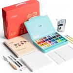 HIMI 48 Colors Twin Cup Jelly Gouache Paint Set, – Complete Art Kit with Pad, Paint Refill, Palette, Brushes, Painting Knife, Foldable Frame for Beginners, Students & Artists