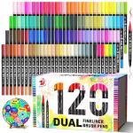 TBC The Best Crafts Dual Markers Brush Pens Set, 120 Art Markers Christmas Gifts for Adult Book Cards Drawing Craft Kit Teacher Office Supplies (120 Colors)