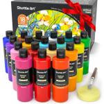 Shuttle Art 18 Colors Acrylic Paint Bottle Set (250ml/8.45oz), Rich Pigmented Bulk Painting Supplies for Artists, Beginners and Kids on Rocks Crafts Canvas Wood Ceramic
