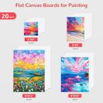 20 Pack Canvas Boards for Kids Painting 4x4, 5x7, 8x10, 9x12 100% Cotton Primed Art Paint Canvas for Acrylic, Oil, Watercolor