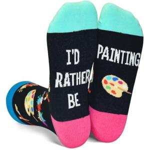 Funny Painting Gifts for Women Girls Artist Art Teacher Student, Novelty Art Socks Gift Idea