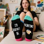 Funny Painting Gifts for Women Girls Artist Art Teacher Student, Novelty Art Socks Gift Idea