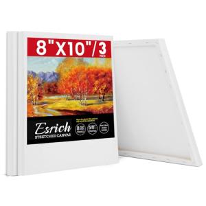 ESRICH Stretched Canvas for Painting, 3 Pack 8x10 Canvas Value Pack, Primed Acid-Free Cotton Blank Canvas, Paint Canvases for Oil & Acrylic Paint.