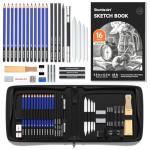 Shuttle Art Sketching and Drawing Pencils Set, 37-Piece Professional Sketch Pencils Set in Zipper Carry Case, Drawing Kit Art Supplies with Graphite Charcoal Sticks Tool Sketch book for Adults Kids