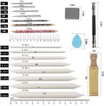 24 Pieces Blending Stumps and Tortillions Set with 2 Pcs Sandpaper Pencil Sharpener 1 Pencil Extension Tool 1 Eraser for Art Blenders Student Sketch Drawing kit