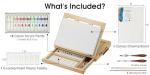 LUCYCAZ Art Easel for Painting, Tabletop Painting Easel Set for Kids, Pine-Wood Portable Easel Stand for Artists with Canvas, Acrylic Paints, Brushes, Palette and Palette Knives for Adults Beginners