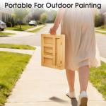 LUCYCAZ Art Easel for Painting, Tabletop Painting Easel Set for Kids, Pine-Wood Portable Easel Stand for Artists with Canvas, Acrylic Paints, Brushes, Palette and Palette Knives for Adults Beginners