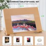 Tabletop Easel for Painting, 16.5"x12" Adjustable Portable Beechwood Drawing Board with Detachable Strap, Art Easel Includes Art Painting Papers, Sketch Papers and Masking Tape, Ideal for Diamond Art
