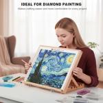 Tabletop Easel for Painting, 16.5"x12" Adjustable Portable Beechwood Drawing Board with Detachable Strap, Art Easel Includes Art Painting Papers, Sketch Papers and Masking Tape, Ideal for Diamond Art