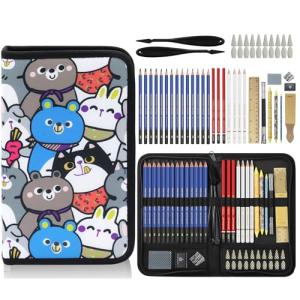 Daerthotk 53 PCS Drawing Kit Sketching Pencil Set, Sketch Pencils Art Supplies with Graphite, Charcoal, Blending Tools, Drawing Pencils for Artists Adults Beginner Family Friends