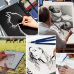 Daerthotk 53 PCS Drawing Kit Sketching Pencil Set, Sketch Pencils Art Supplies with Graphite, Charcoal, Blending Tools, Drawing Pencils for Artists Adults Beginner Family Friends