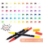 Nicecho Art Markers Dual Brush Pens for Coloring, 60 Artist Colored Marker Set, Fine and Brush Tip Pen Art Supplier for Adult Coloring Books, Bullet Journaling, Drawing