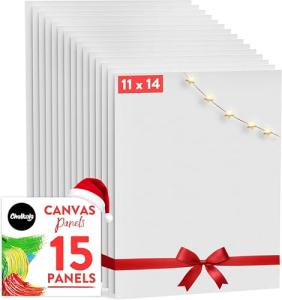 Chalkola 11x14 Canvas for Painting (15 Pack) | Blank Canvas Panels for Painting Acrylic, Oil, Watercolor - Primed 100% Cotton Boards, Acid-Free for Artists, Hobby Painters, Kids & Beginners