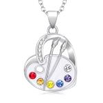 VANJAMI Art Palette Necklace Sterling Artist Painting Drawing Necklace Artists Paint Palette Pendant Necklace Future Artist Jewelry Gifts for Art Teacher Painters Women
