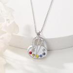 VANJAMI Art Palette Necklace Sterling Artist Painting Drawing Necklace Artists Paint Palette Pendant Necklace Future Artist Jewelry Gifts for Art Teacher Painters Women