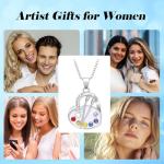 VANJAMI Art Palette Necklace Sterling Artist Painting Drawing Necklace Artists Paint Palette Pendant Necklace Future Artist Jewelry Gifts for Art Teacher Painters Women