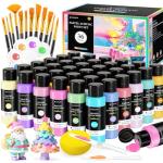 52 PCS Pastel Acrylic Paint Set with 12 Brushes, 2 Knives & Palette, 36 Colors (2oz/60ml) Art Craft Paint for Adults Kids Artists Beginners, Canvas Ceramic Rocks Wood Painting Kit Art Supplies