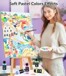 52 PCS Pastel Acrylic Paint Set with 12 Brushes, 2 Knives & Palette, 36 Colors (2oz/60ml) Art Craft Paint for Adults Kids Artists Beginners, Canvas Ceramic Rocks Wood Painting Kit Art Supplies