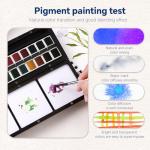 Fuumuui Watercolor Paint Set, 24 Watercolor Paints with Dual Tip Travel Watercolor Brushes Wooden Palette, Art Supplies for Painting, Travel Watercolor Set, Amateur Hobbyists