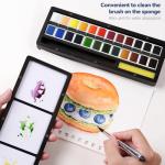 Fuumuui Watercolor Paint Set, 24 Watercolor Paints with Dual Tip Travel Watercolor Brushes Wooden Palette, Art Supplies for Painting, Travel Watercolor Set, Amateur Hobbyists
