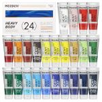 MEEDEN Heavy Body Acrylic Paint - Basic Satin Finish 24 x 60ml (2 oz) Color Paint Set for Adults - Rich Pigment Art Craft Paints for Canvas Clay Wood