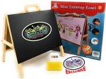 Matty's Toy Stop 2-in-1 Mini Wooden Tabletop Easel with Blackboard, Paper Clip & Accessories