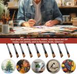 Golden Maple Angular Paint Brush, 9PC Oblique Tip Nylon Hair Long Handle Angled Paint Brushes Set Art Artist Professional Painting Supplies for Acrylic, Watercolor, Gouache and Oil Painting