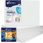 Artkey Canvas Boards 5x7 Inch 12-Pack, 10 oz Primed 100% Cotton White Blank Canvases for Painting, Art Paint Canvas Panels for Acrylic Oil Watercolor Tempera Paints