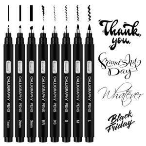 Brusarth Calligraphy Pens,8 Size Calligraphy Pens for Writing,Brush Pens Calligraphy Set for Beginners, Hand Lettering Pens