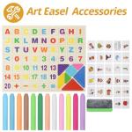 Tabletop Painting Wooden Art Easel for Kids - 4-in-1 Double-Sided Drawing Board for Toddlers 2-4, Chalkboard & Dry Whiteboard with Markers, Eraser, Magnetic Letters/Numbers & Flashcards