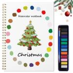 Beginner-Friendly Animals Watercolor Workbooks, 12 Colors Watercolor Paint Set with Paint Brush, Beginner-Friendly Watercolor Painting Kit（Christmas）