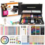 COLOUR BLOCK 181 pc Mixed Media Art Set in Exquisite Wooden Case - Acrylic & Water color Paints, Sketching, Colored Pencils, Soft & Oil Pastels