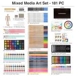 COLOUR BLOCK 181 pc Mixed Media Art Set in Exquisite Wooden Case - Acrylic & Water color Paints, Sketching, Colored Pencils, Soft & Oil Pastels