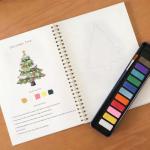 Beginner-Friendly Animals Watercolor Workbooks, 12 Colors Watercolor Paint Set with Paint Brush, Beginner-Friendly Watercolor Painting Kit（Christmas）