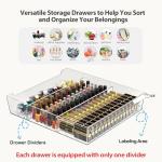 WOPITUES Storage Drawer Cart, Mobile Storage Cabinet, Makeup Storage with 10 Large Clear Drawers, Utility Wooden Rolling Cart on Wheels, for Cosmetic, Art Craft, Office Supplies, Toy, Black