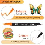 Artugn Dual Markers Brush Pens for Adult Coloring Books, 72 Colors Art Marker Set with Fine & Brush Tip Pen for Bullet Journaling, Coloring, Drawing, Hand Lettering, Calligraphy, Art Supplies