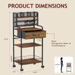 Homsorout Art cart, 3 Tier Rolling Cart - Utility Cart with Storage Drawer and Wheels, Versatile Art & Craft Organizer for Home, Office, or Studio Ideal for Storing Brushes, Paints （Brown）