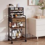 Homsorout Art cart, 3 Tier Rolling Cart - Utility Cart with Storage Drawer and Wheels, Versatile Art & Craft Organizer for Home, Office, or Studio Ideal for Storing Brushes, Paints （Brown）