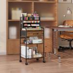 Homsorout Art cart, 3 Tier Rolling Cart - Utility Cart with Storage Drawer and Wheels, Versatile Art & Craft Organizer for Home, Office, or Studio Ideal for Storing Brushes, Paints （Brown）