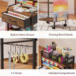 Homsorout Art cart, 3 Tier Rolling Cart - Utility Cart with Storage Drawer and Wheels, Versatile Art & Craft Organizer for Home, Office, or Studio Ideal for Storing Brushes, Paints （Brown）