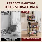 Homsorout Art cart, 3 Tier Rolling Cart - Utility Cart with Storage Drawer and Wheels, Versatile Art & Craft Organizer for Home, Office, or Studio Ideal for Storing Brushes, Paints （Brown）