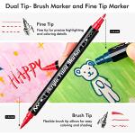 Shuttle Art 36 Colors Dual Tip Acrylic Paint Markers, Brush and Fine Tip for Rock Painting, Ceramic, Wood, Canvas, Plastic, Glass, Stone, Calligraphy, Card Making, DIY Crafts