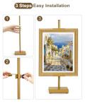 Victawks Adjustable Tabletop Easel Stand, Picture Easels for Display Up to 17" H, Gold Metal Picture Frame Holder Stand Table for Art, Photo (1 Pack)