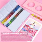 Paul Rubens Watercolor Paint Set Artist Grade, 24 Vivid Colors with Portable Metal Box for Artists, Beginners, Hobbyists, Students