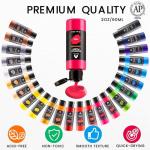 40 Pcs Acrylic Paint Set - 24 Colors (2oz/60ml) with 12 Brushes, 2 Knives & Palette - Rich Pigments for Adults, Kids, Artists & Beginners - Painting on Halloween Pumpkin Canvas Ceramic Rock Wood