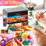 Caliart Acrylic Paint Set With 12 Brushes, 24 Colors (120ml, 4oz) Art Craft Paints for Adults Artists Beginners Painters, Canvas Ceramic Wood Rock Painting Art Supplies Kit