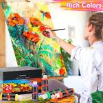 Caliart Acrylic Paint Set With 12 Brushes, 24 Colors (120ml, 4oz) Art Craft Paints for Adults Artists Beginners Painters, Canvas Ceramic Wood Rock Painting Art Supplies Kit