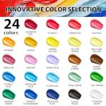 40 Pcs Acrylic Paint Set - 24 Colors (2oz/60ml) with 12 Brushes, 2 Knives & Palette - Rich Pigments for Adults, Kids, Artists & Beginners - Painting on Halloween Pumpkin Canvas Ceramic Rock Wood